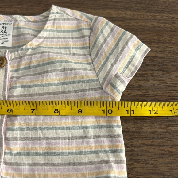 ❤️ Carter's Pastel Striped Button Dress 3T - Picture 6 of 9